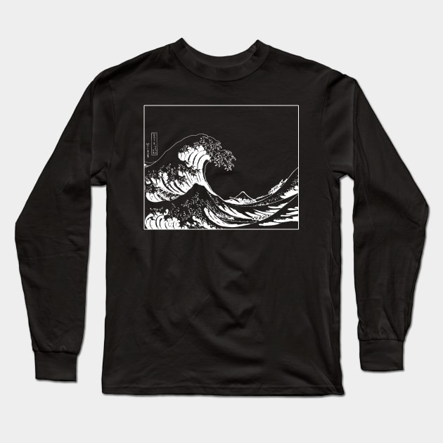 The Great Wave Off Kanagawa Illustration Long Sleeve T-Shirt by HappyGiftArt